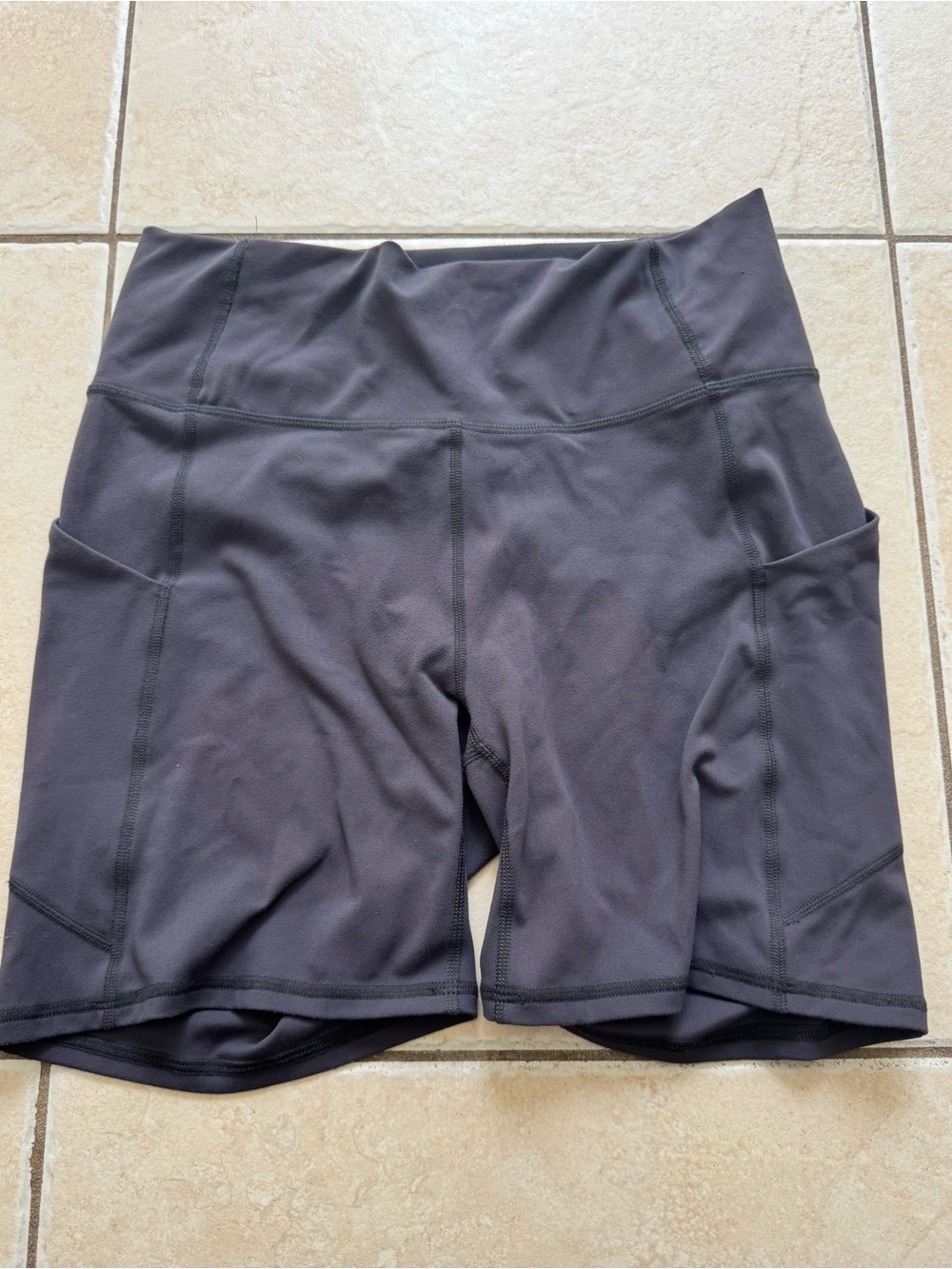 Fabletics Black High-Waist Bike Shorts with Side Pockets